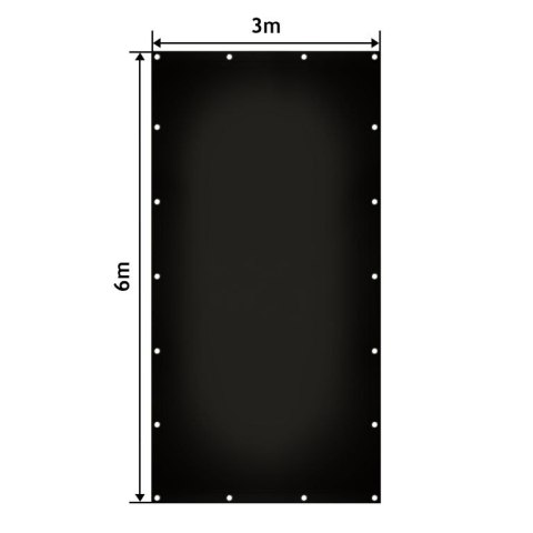 Plandeka JAGO 650 g/m², aluminiowe oczka, czarna, 3x6 m