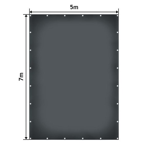 Plandeka JAGO 650 g/m², aluminiowe oczka, antracyt, 5x7 m