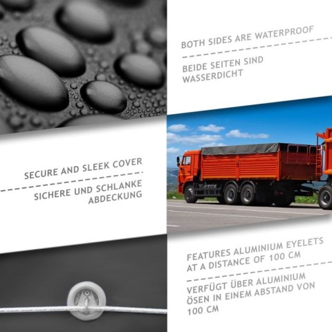 Plandeka JAGO 650 g/m², aluminiowe oczka, antracyt, 5x7 m