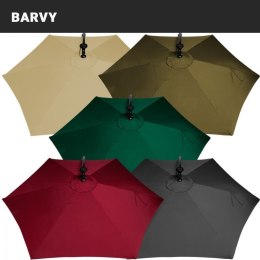 STILISTA Parasol ogrodowy z rączką 3 m, khaki + LED