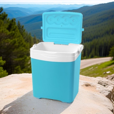 Lodówka turystyczna 25L KAMAI TROPIC na wkłady mrożące, turkusowa z białą rączką