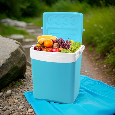 Lodówka turystyczna 25L KAMAI TROPIC na wkłady mrożące, turkusowa z białą rączką