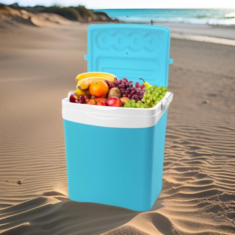 Lodówka turystyczna 25L KAMAI TROPIC na wkłady mrożące, turkusowa z białą rączką