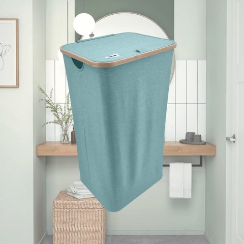 MINT kosz na pranie zielony, miętowy z pokrywą 40,5x33x74cm