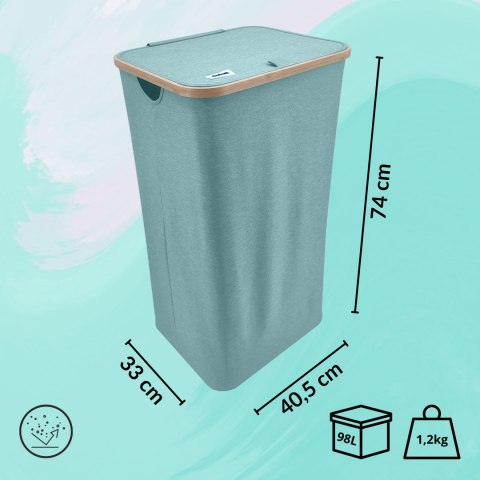 MINT kosz na pranie zielony, miętowy z pokrywą 40,5x33x74cm