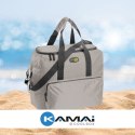 Torba termiczna Kamai Gio Style na ramię, pastelowy szary, z kieszeniami i rączką do noszenia, pojemność 33L