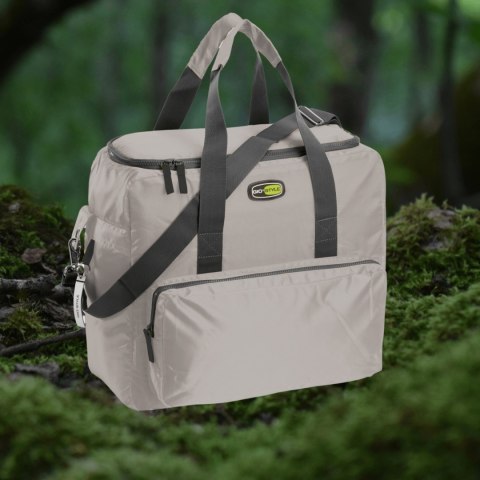 Torba termiczna Kamai Gio Style na ramię, pastelowy szary, z kieszeniami i rączką do noszenia, pojemność 33L