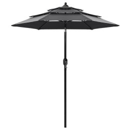 3-poziomowy parasol na aluminiowym słupku, antracytowy, 2 m