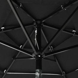3-poziomowy parasol na aluminiowym słupku, czarny, 2 m