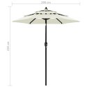 3-poziomowy parasol na aluminiowym słupku, piaskowy, 2 m