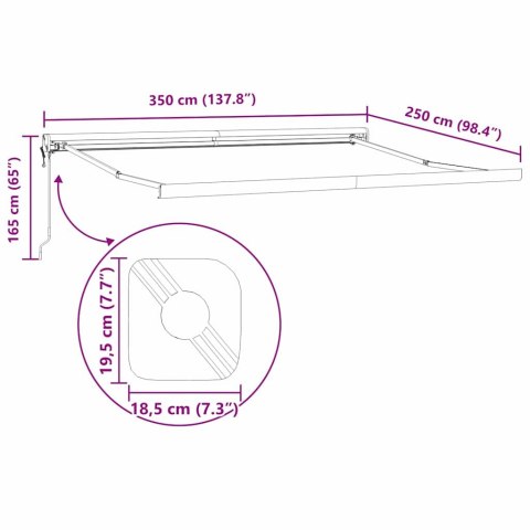 Markiza Biały 3,5 x 2,5 m Metal