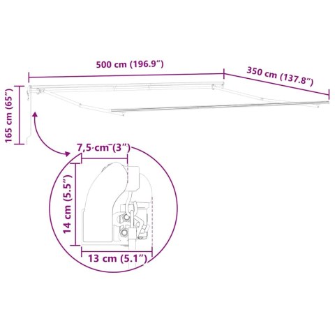 Markiza ręczne Biały 5 × 3,5 m Metal