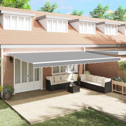 Markiza ręczne Biały 6 × 3,5 m Metal