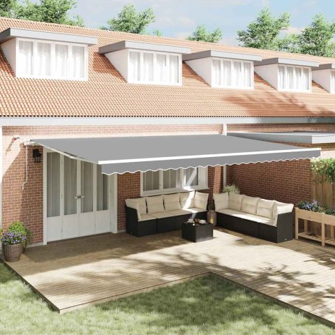 Markiza z ręczne Biały 6 x 3 m Metal