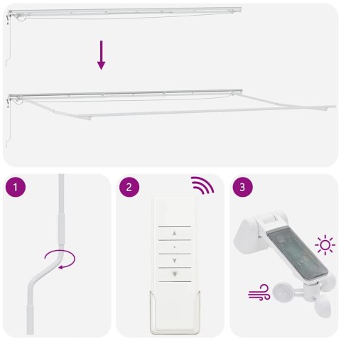 Markiza z ręczne Biały 6 x 3 m Metal