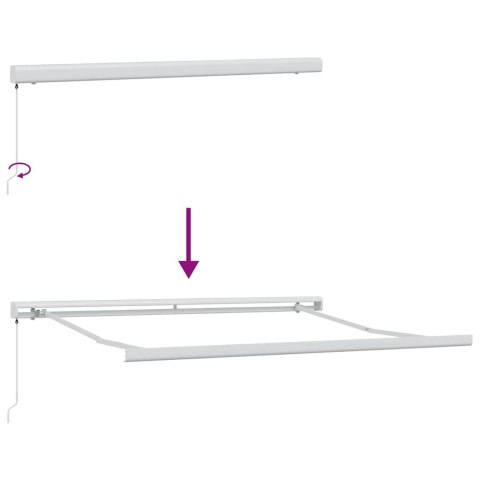 Markiza chowana Czerwony i biały 300 x 250 cm Tkanina, metal