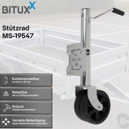 Koło podporowe do przyczepy korbowe regulowane na wysokość 900 kg Bituxx