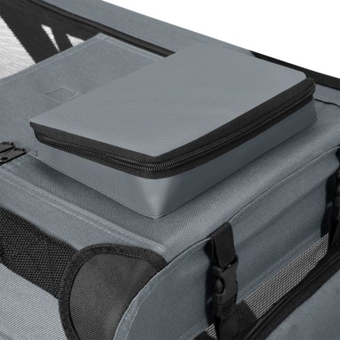 Składany transporter dla psów L z miską i poduszką, szary