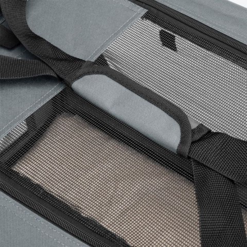 Składany transporter dla psów L z miską i poduszką, szary