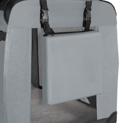 Składany transporter dla psów L z miską i poduszką, szary