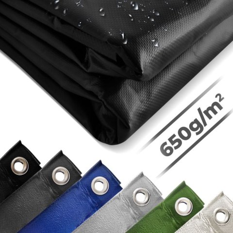 Plandeka JAGO 650 g/m², aluminiowe oczka, czarna, 5x7 m