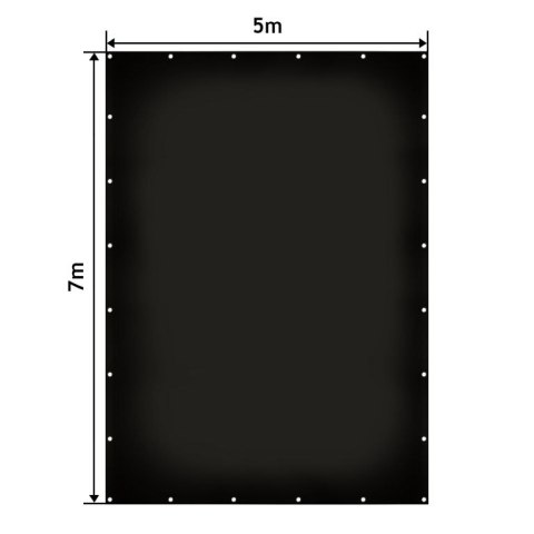 Plandeka JAGO 650 g/m², aluminiowe oczka, czarna, 5x7 m