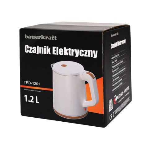 Czajnik elektryczny bezprzewodowy turystyczny 1500 W 1.2 l obrotowy biały