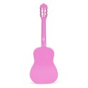 Gitara dla dzieci różowa duża - 30 drewniana 6 strun metalowe i nylonowe ECOTOYS