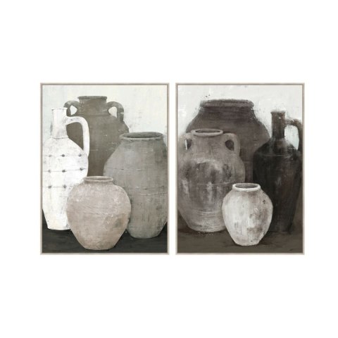 Płótno Home ESPRIT Czarny Szary Orientalny Wazon 90 x 4 x 120 cm (2 Sztuk)