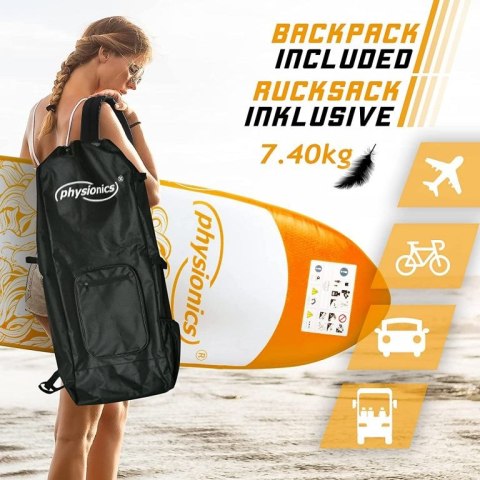 Physionics Nadmuchiwany paddleboard, 320 x 80 x 15 cm, po