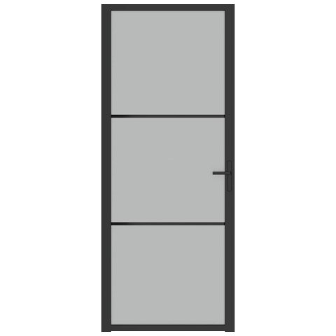 Drzwi wewnętrzne, 83x201,5 cm, czarne, matowe szkło i aluminium