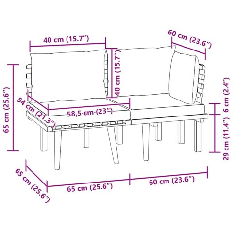 2-cz. zestaw wypoczynkowy do ogrodu, z poduszkami, akacjowe