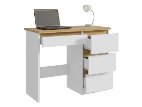 Biurko skandynawskie białe dąb craft dla dziecka do nauki