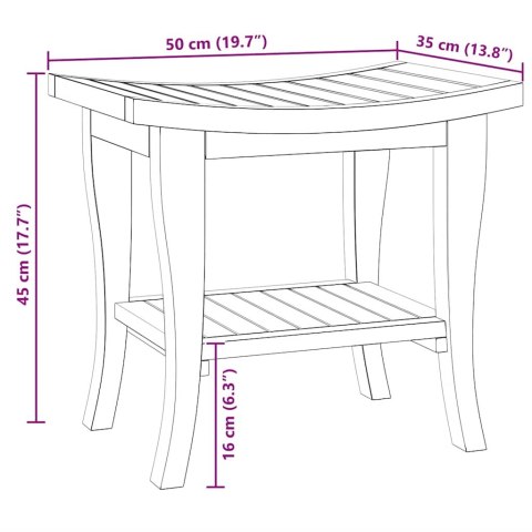 Ławka łazienkowa, 50x35x45 cm, lite drewno tekowe
