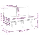 Ławka ogrodowa z poduszkami, 115 cm, lite drewno akacjowe