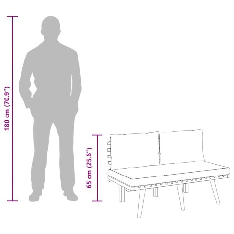 Ławka ogrodowa z poduszkami, 115 cm, lite drewno akacjowe