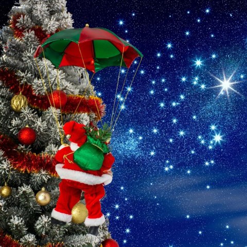 MIKOŁAJ ŚWIĄTECZNY DEKORACYJNY ZE SPADOCHRONEM 60CM MICA