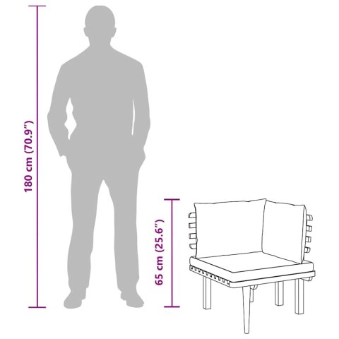 Ogrodowe siedzisko narożne z poduszkami, lite drewno akacjowe