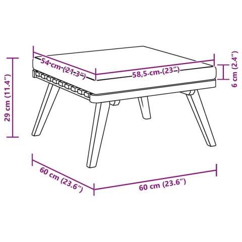 Podnóżek ogrodowy z poduszką, 60x60x29 cm, lite drewno akacjowe