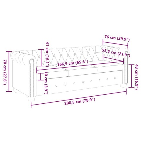Sofa 3-osobowa w stylu Chesterfield, sztuczna skóra, biała
