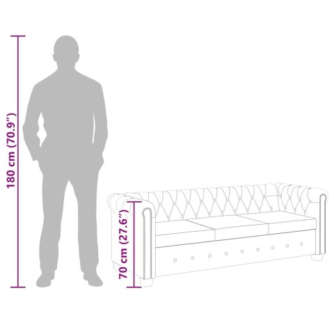 Sofa 3-osobowa w stylu Chesterfield, sztuczna skóra, biała