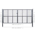 Brama ogrodowa z siatki ocynkowanej, stal 415x200 cm, szara