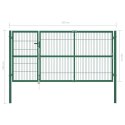 Brama ogrodzeniowa ze słupkami, 350 x 140 cm, stalowa, zielona