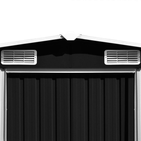 Szopa ogrodowa, 257 x 489 x 181 cm, metal, antracytowa