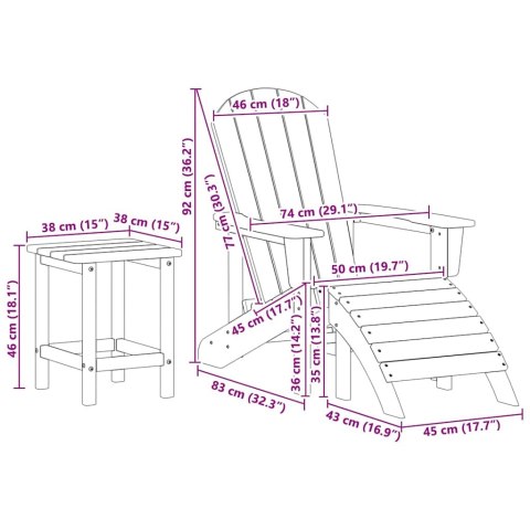 3-częściowy zestaw wypoczynkowy do ogrodu biały HDPE
