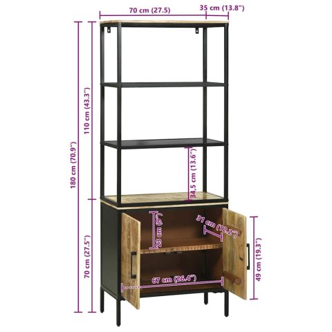 Komoda 70x35x180 cm z litego drewna mango