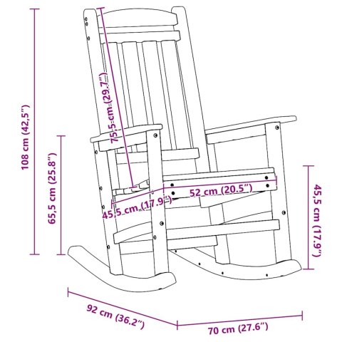 Krzesełka bujane 2 sztuki Białe 70x92x107.5 cm HDPE