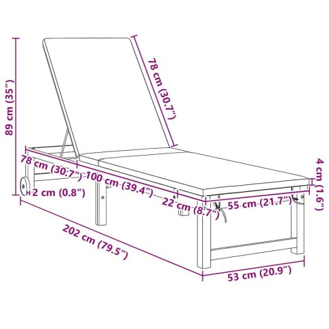 Leżaki 2 szt. z poduszkami z litego drewna akacjowego