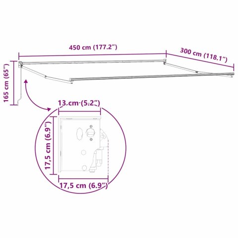 Ręczna Markiza Pomarańczowe i Szare Paski 450x300 cm