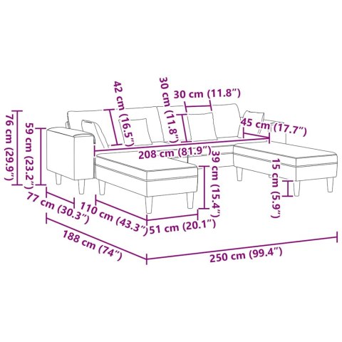 Sofa welurowa z poduszką z poduszką 3 pcs Ciemna zieleń 208 cm Aksamit
